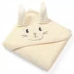 Babyono Okrycie kąpielowe frotte z uszkami Bunny Ears 100x100 cm cream - Okrycia kąpielowe dla dzieci - miniaturka - grafika 2