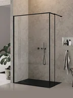 Ścianki i drzwi prysznicowe - Czarna ścianka prysznicowa rozmiar 100 cm + ścianka 30 cm pełna rama EXK-5583/EXK-5588 New Modus Black - miniaturka - grafika 1