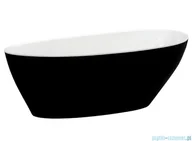Wanny z hydromasażem - Besco Goya 170x72cm wanna wolnostojąca biało-czarna MATOWA + syfon klik-klak chrom #WMMC-170G | - miniaturka - grafika 1