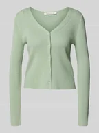 Swetry damskie - Kardigan o kroju slim fit z prążkowaną fakturą - miniaturka - grafika 1
