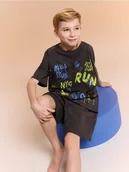 Piżamy chłopięce - Sinsay - Bawełniana piżama dwuczęściowa z nadrukiem - szary - miniaturka - grafika 1