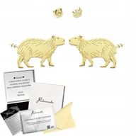 Kolczyki - Kolczyki Złote z Kapibarą Sztyfty Prezent Biżuteria Srebro 925 ŻYCZENIA - miniaturka - grafika 1
