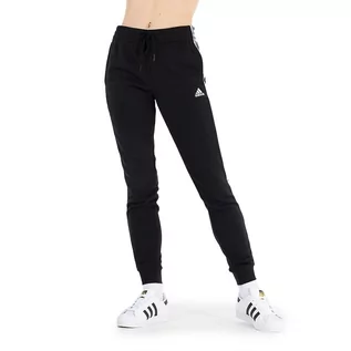 Spodnie sportowe damskie - Spodnie adidas Essentials Fleece 3-Stripes GM5551 - czarne - grafika 1