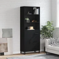 Witryny - vidaXL Witrynka, czarna, 69,5x34x180 cm, materiał drewnopochodny - miniaturka - grafika 1