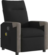 Fotele - Rozkładany fotel masujący, czarny, obity tkaniną - miniaturka - grafika 1
