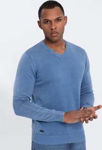 Ombre Clothing Klasyczny sweter męski Anaiel niebieski L - Swetry męskie - miniaturka - grafika 1
