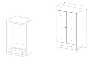 Szafa dwudrzwiowa z szufladą Bellagio 18 - szary mat / lustro - Szafy - miniaturka - grafika 2