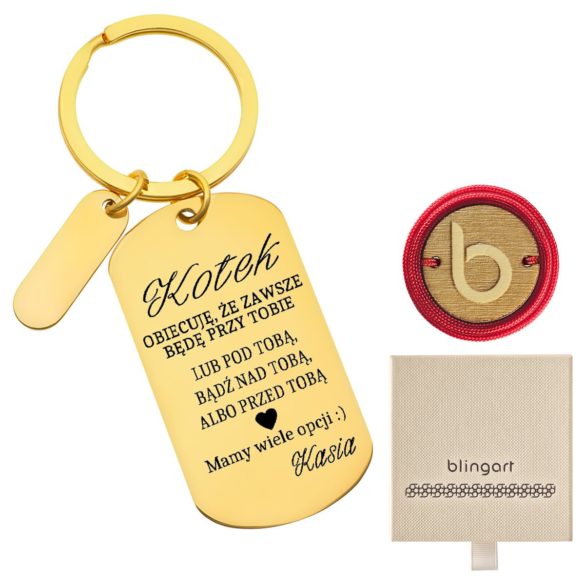 Brelok z grawerem na Dzień Chłopaka złoty praktycz