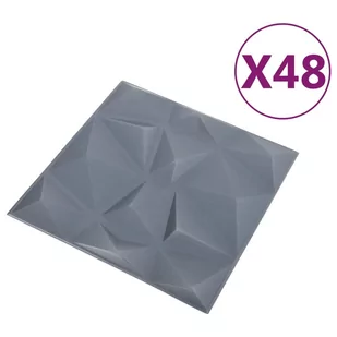 vidaXL Panele ścienne 3D, 48 szt., 50x50 cm, diamentowa szarość, 12 m² 150920 - Panele ścienne i boazeria - miniaturka - grafika 3