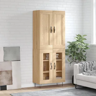 vidaXL Witrynka, dąb sonoma, 69,5x34x180 cm, materiał drewnopochodny - Szafki nocne vidaXL Witrynka, dąb sonoma, 69,5x34x180 cm, materiał drewnopochodny - Szafki nocne - miniaturka - grafika 1