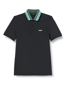 BOSS Paule Slim-Fit męska koszulka polo z mieszanki bawełny z kołnierzem z logo, Dark Blue402, XS - Koszulki męskie - miniaturka - grafika 1