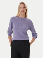 Swetry damskie - Tommy Hilfiger Sweter Fine WW0WW44993 Fioletowy Regular Fit - miniaturka - grafika 1