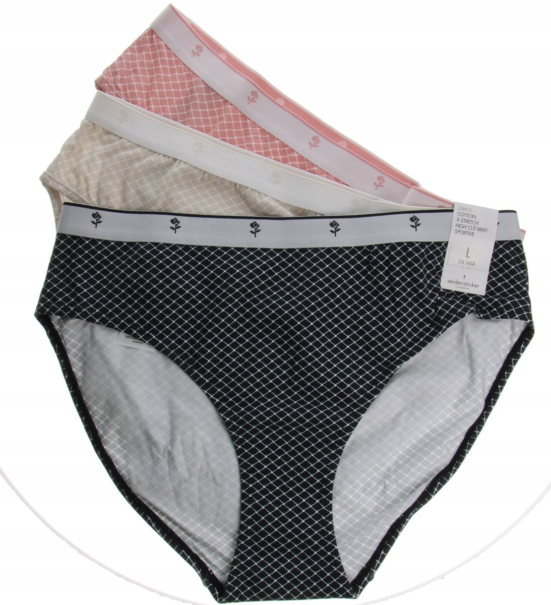 SEIDENSTICKER MAJTKI DAMSKIE FIGI WZÓR 3PACK L WŁD TXA