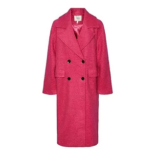 Płaszcze damskie - YAS Damski płaszcz wełniany Yasmila Ls Wool Mix Coat S. Noos, fuksja, purpurowy, XL - grafika 1