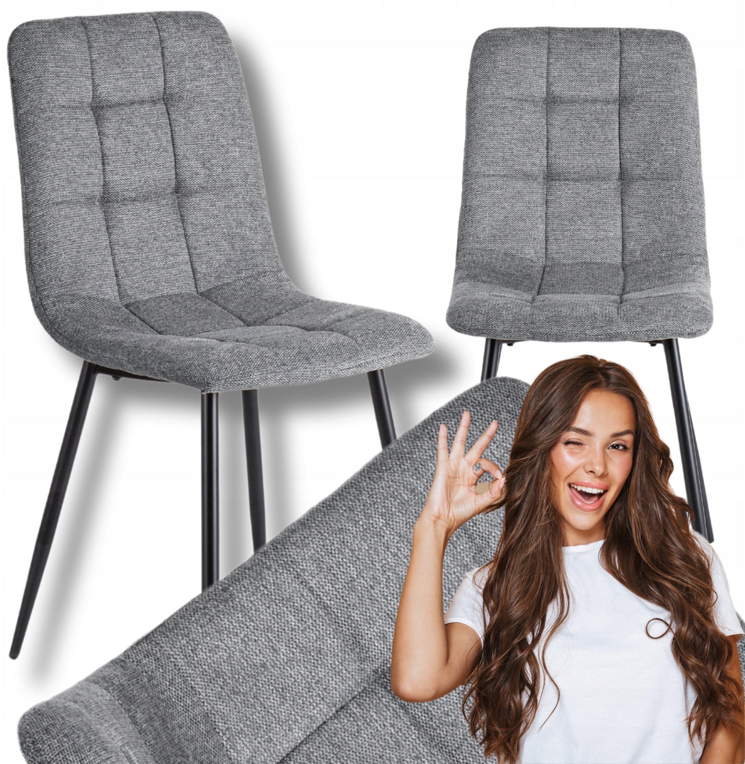 Krzesło Tapicerowane Kuchenne Do Jadalni Kuchni Salonu Loft Szare PERU 2