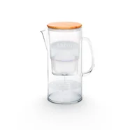 Lauben Glass Water Filter Jug 32GW, 3.2L, Szklany Dzbanek Filtrujący, Bambusowa Pokrywka, 4-stopniowa Filtracja, Antypoślizgowe Dno