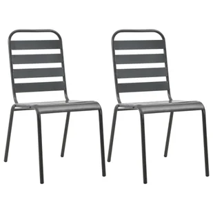 Krzesła ogrodowe sztaplowane 2 szt. stalowo-szare - Fotele i krzesła ogrodowe - miniaturka - grafika 1