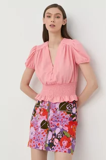 Bluzki damskie - Morgan bluzka damska kolor różowy gładka - grafika 1