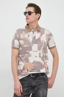 Koszulki męskie - Guess polo męski kolor brązowy wzorzysty - grafika 1