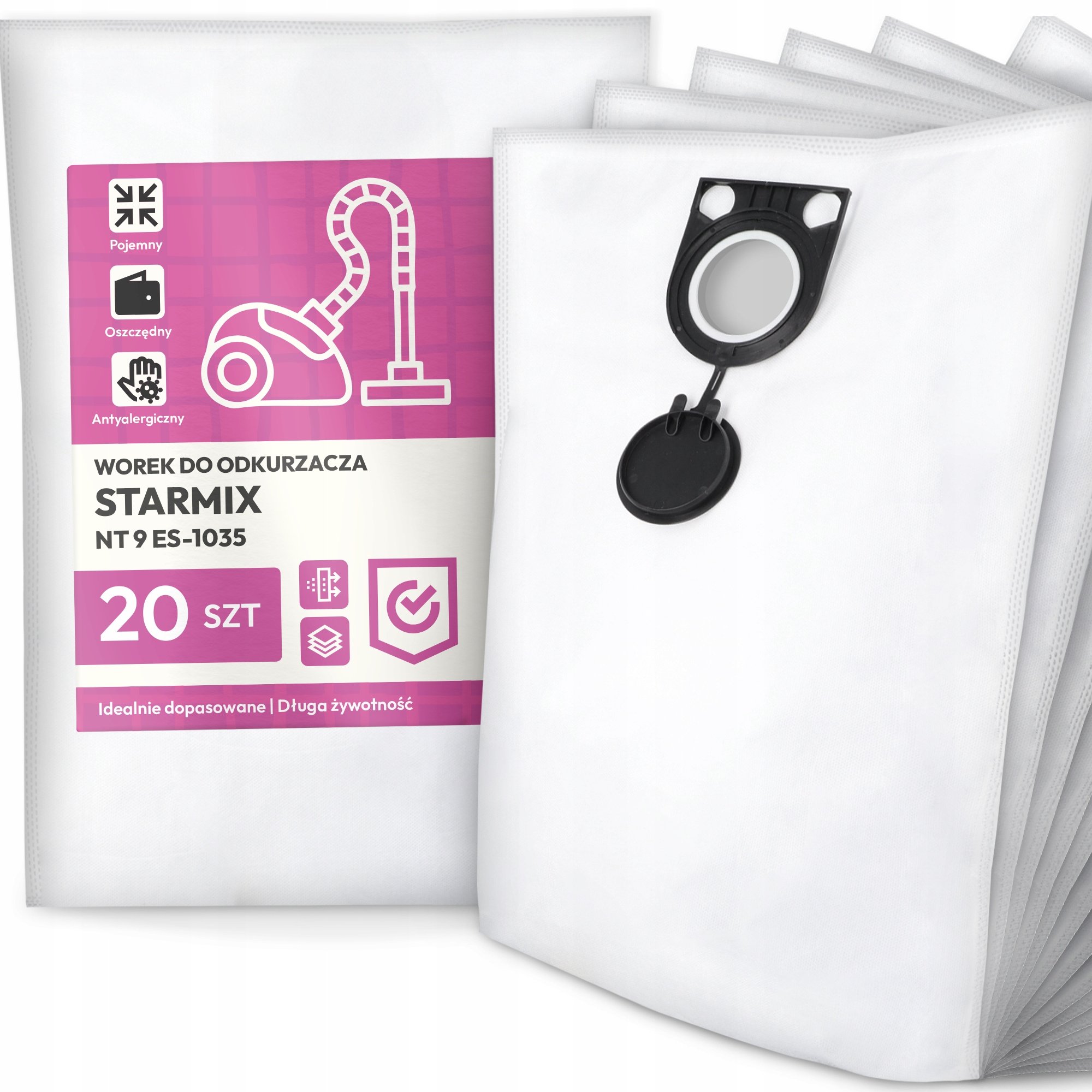 20x Worek do Odkurzacza Starmix Nt 9 ES-1035 Syntetyczny Pojemny Mocny G9