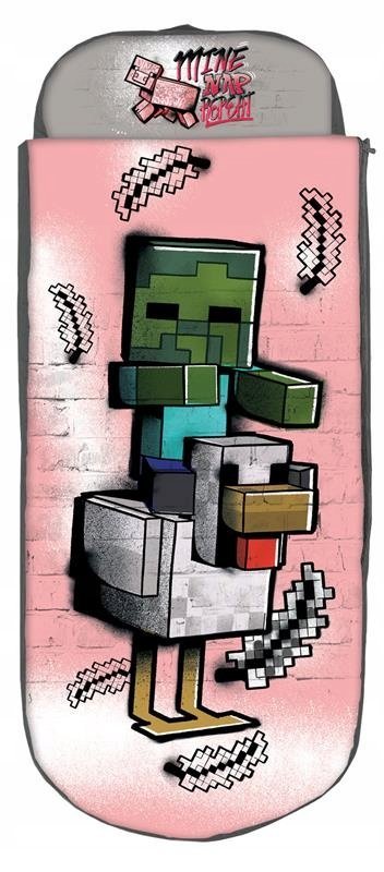 Materac ze śpiworem MINECRAFT 150x62cm / Łóżko dmuchane z śpiworem