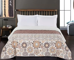 DecoKing narzuta brązowy pomarańczowy biały narzuta na łóżko ze wzorem abstraktem dwustronna łatwa w utrzymaniu Alhambra Czekolada White Brown Chocolate chon/alhambra26 - Narzuty - miniaturka - grafika 1