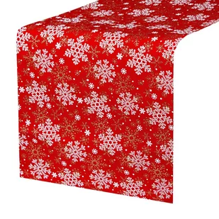 Bieżnik na stół 180x36cm obrus świąteczny ze śnieżynkami czerwony CA0615 - Pozostałe akcesoria świąteczne - miniaturka - grafika 1