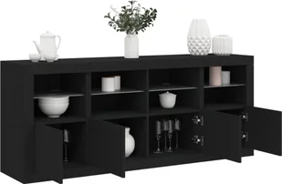 vidaXL Szafka z oświetleniem LED, czarna, 163x37x67 cm - Szafki RTV - miniaturka - grafika 1
