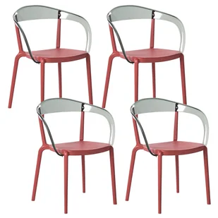 BELIANI Zestaw 4 krzeseł ogrodowych MALEVIZI Sztaplowane Czerwony - Fotele i krzesła ogrodowe BELIANI Zestaw 4 krzeseł ogrodowych MALEVIZI Sztaplowane Czerwony - Fotele i krzesła ogrodowe - miniaturka - grafika 1
