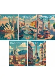 Zeszyt A4/80K kratka z margines Retro City (5szt) - Zeszyty szkolne - miniaturka - grafika 1