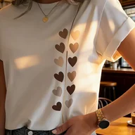 Bluzki damskie - TEMU Czarno-brązowy geometryczny wzór ze złotymi akcentami - miniaturka - grafika 1