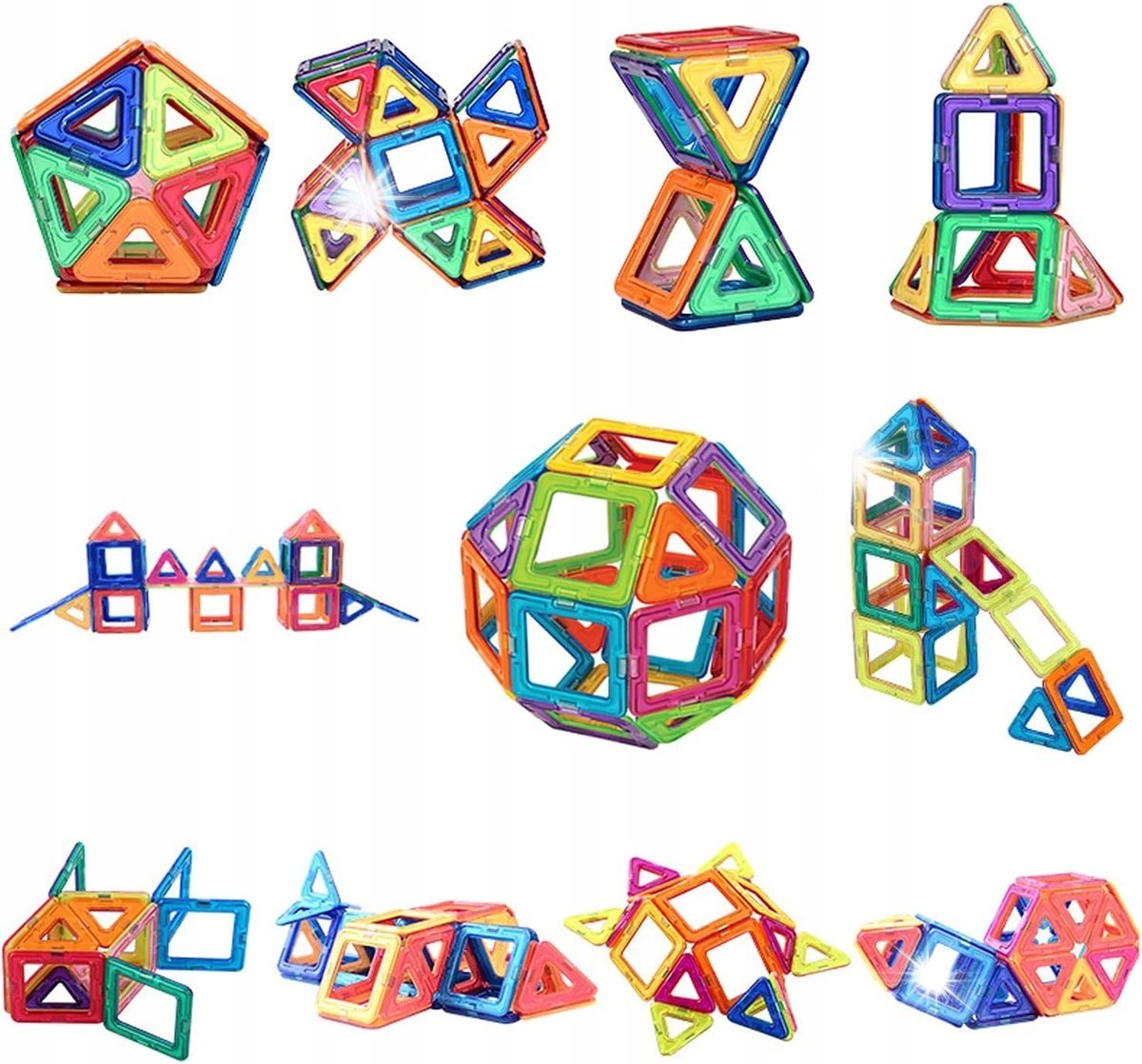DUŻE KLOCKI MAGNETYCZNE KAFELKI zestaw XXL 180 el Rainbow Magnetic Tiles