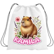Torby szkolne - Plecak Worek Kapibara Szkolny Na Buty WF Obuwie Z Napisem Nadruk Prezent - miniaturka - grafika 1