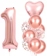 Baby shower i roczek - Balony 10Szt Na Urodziny Roczek Różowe Konfetti - miniaturka - grafika 1