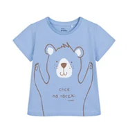Bluzki dla niemowląt - T-shirt dla dziecka do 2 lat, z misiem i napisem Chcę na rączki, błękitny - miniaturka - grafika 1