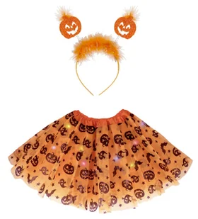 STRÓJ KOSTIUM DYNIA HALLOWEEN OPASKA + SPÓDNICZKA TIULOWA LED W DYNIE TUTU - Dodatki do strojów karnawałowych - miniaturka - grafika 1