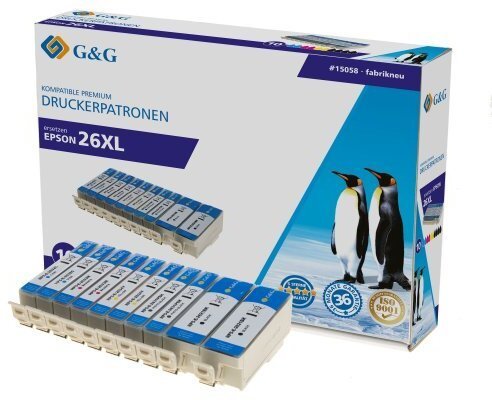 Tusz G&G 15058 nabój z tuszem 10 szt. Zamiennik Wysoka XL wydajność Cyjan, Żółty, Purpurowy, Czarny
