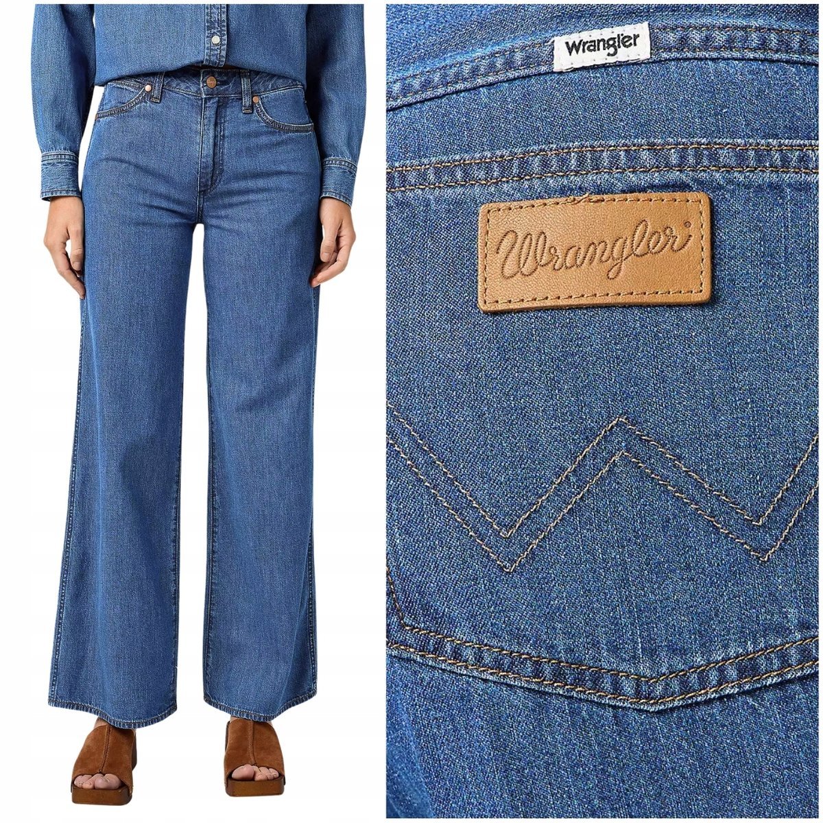 Wrangler WORLD WIDE luźne szerokie damskie spodnie jeansowe palazzo W25 L30