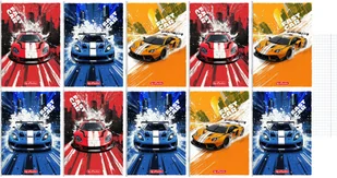 Zeszyt A5 16 kartek w kratkę z marginesem 70g/m2 Fast Car 10szt HERLITZ - Zeszyty szkolne - miniaturka - grafika 1