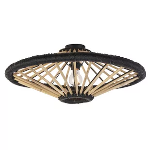 QAZQA Orientalna lampa sufitowa bambusowa z czarnym 60 cm - Evalin - Oprawy, klosze i abażury - miniaturka - grafika 1