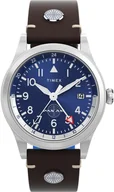 Zegarki męskie - Zegarek Timex TW2W97300 Waterbury GMT x Pan Am® Brown Leather Strap 39mm - miniaturka - grafika 1