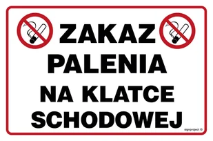 NC108 ZAKAZ PALENIA NA KLATCE SCHODOWEJ, FN - FOLIA SAMOPRZYLEPNA; (300X200MM) - Tablice BHP - miniaturka - grafika 1