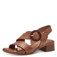 Moda i Uroda OUTLET - Tamaris Damskie sandały Comfort 8-88205-42 440 NUT na obcasie, wygodne, do noszenia na co dzień, odświętne, eleganckie, z obcasem, 39 EU szerokie, Rowek, 39 EU Weit - miniaturka - grafika 1