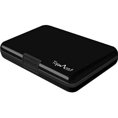 TopMost aluminiowy portfel unisex z blokadą RFID Posiadacz karty kredytowej Sloty na 12 kart i rachunków Czarny, 11 x 7,5 x 2 cm Posiadacz karty i rachunku