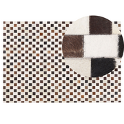 Dywany - Beliani Dywan patchwork skórzany 140 x 200 cm beżowo-brązowy KAYABEY - miniaturka - grafika 1