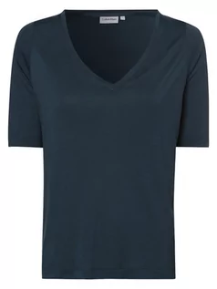Koszulki i topy damskie - Calvin Klein - T-shirt damski z dodatkiem jedwabiu, niebieski - grafika 1