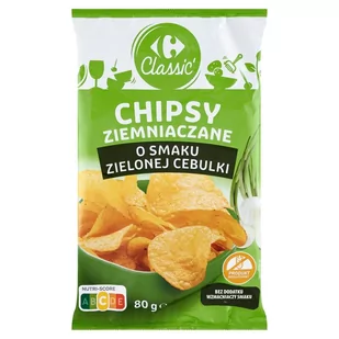 Carrefour Classic Chipsy ziemniaczane o smaku zielonej cebulki 80 g - Chipsy - miniaturka - grafika 1