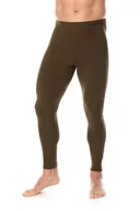 Spodnie sportowe męskie - Brubeck - Legginsy termoaktywne Ranger Thermo - Nilit Heat - Khaki - LE12760 - miniaturka - grafika 1