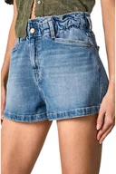 Spodenki damskie - Spodenki damskie Pepe Jeans Reese Paperbag krótkie jeansowe-W29 - miniaturka - grafika 1