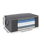 Inne - TEMU 3szt. Duże Składane Torby do Przechowywania Ubrań, Ciemnoszare - Wytrzymała Tkanina Niepleciona, z Przezroczystym Okienkiem i Mocnym Zamkiem, - miniaturka - grafika 1